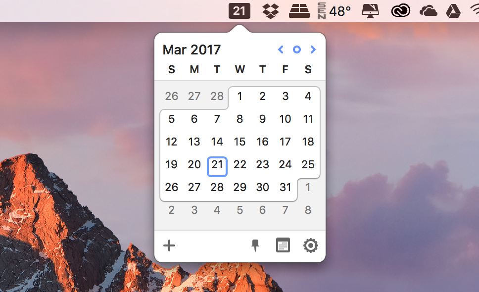 Sử dụng Calendar nhanh từ Menu Bar trên macOS