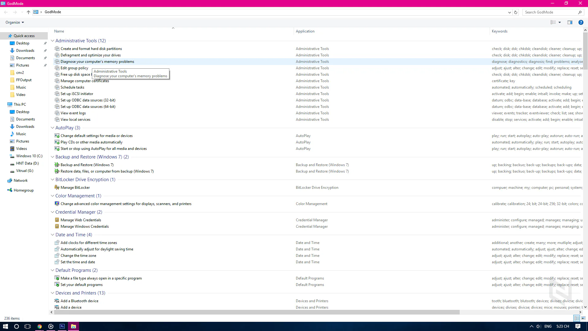 Chế độ God Mode trên WIndows 10
