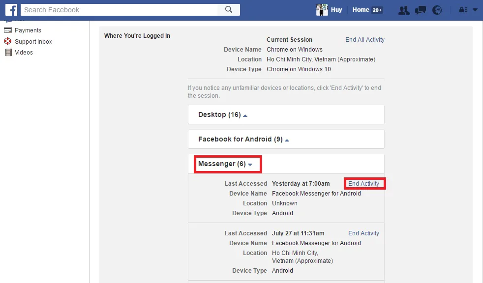 Hướng dẫn đăng xuất Facebook Messenger trên di động