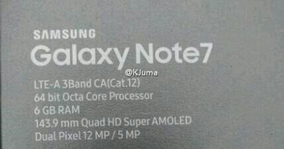 Galaxy Note 7 bản RAM 6GB vẫn ra mắt trong thời gian tới?