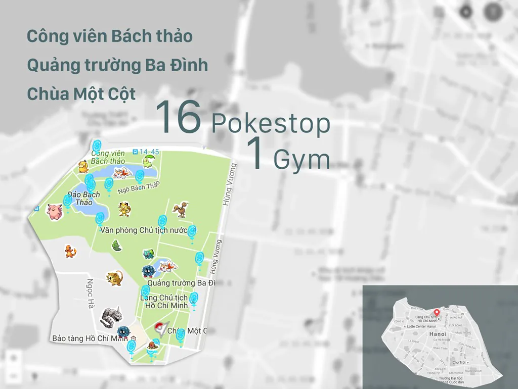 Những địa điểm tập trung nhiều Pokemon nhất tại Việt Nam