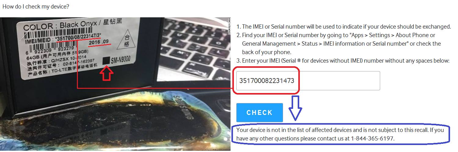 Note7 check imei