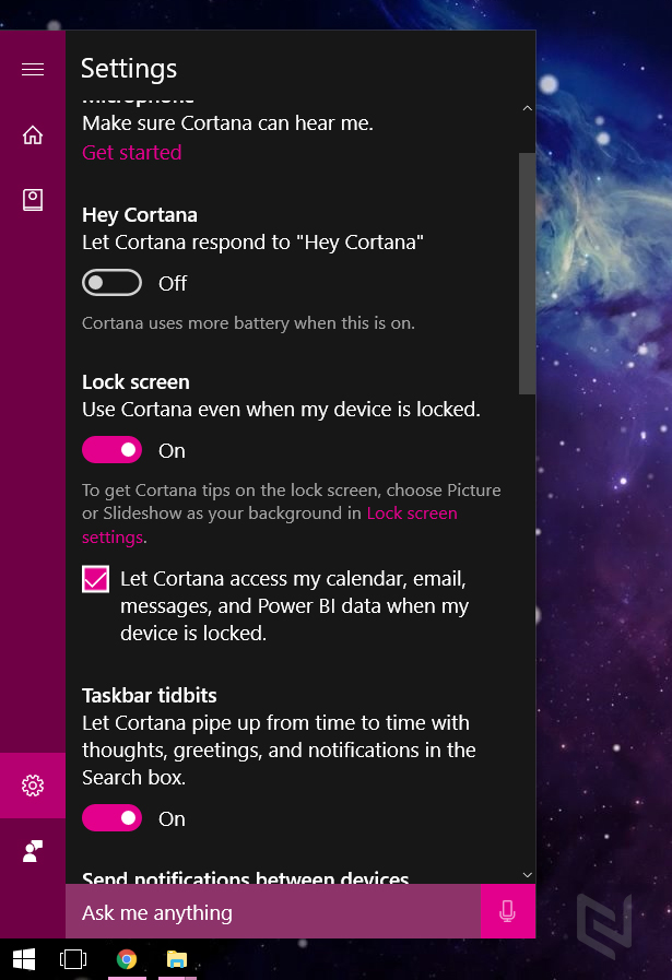 Hiển thị Cortana trên màn hình khoá