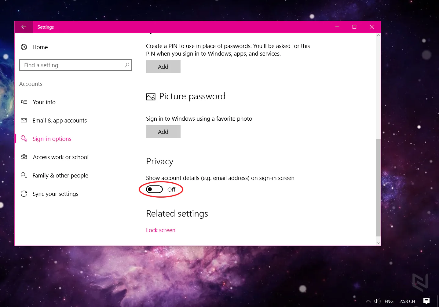 Ẩn Email trên Windows 10