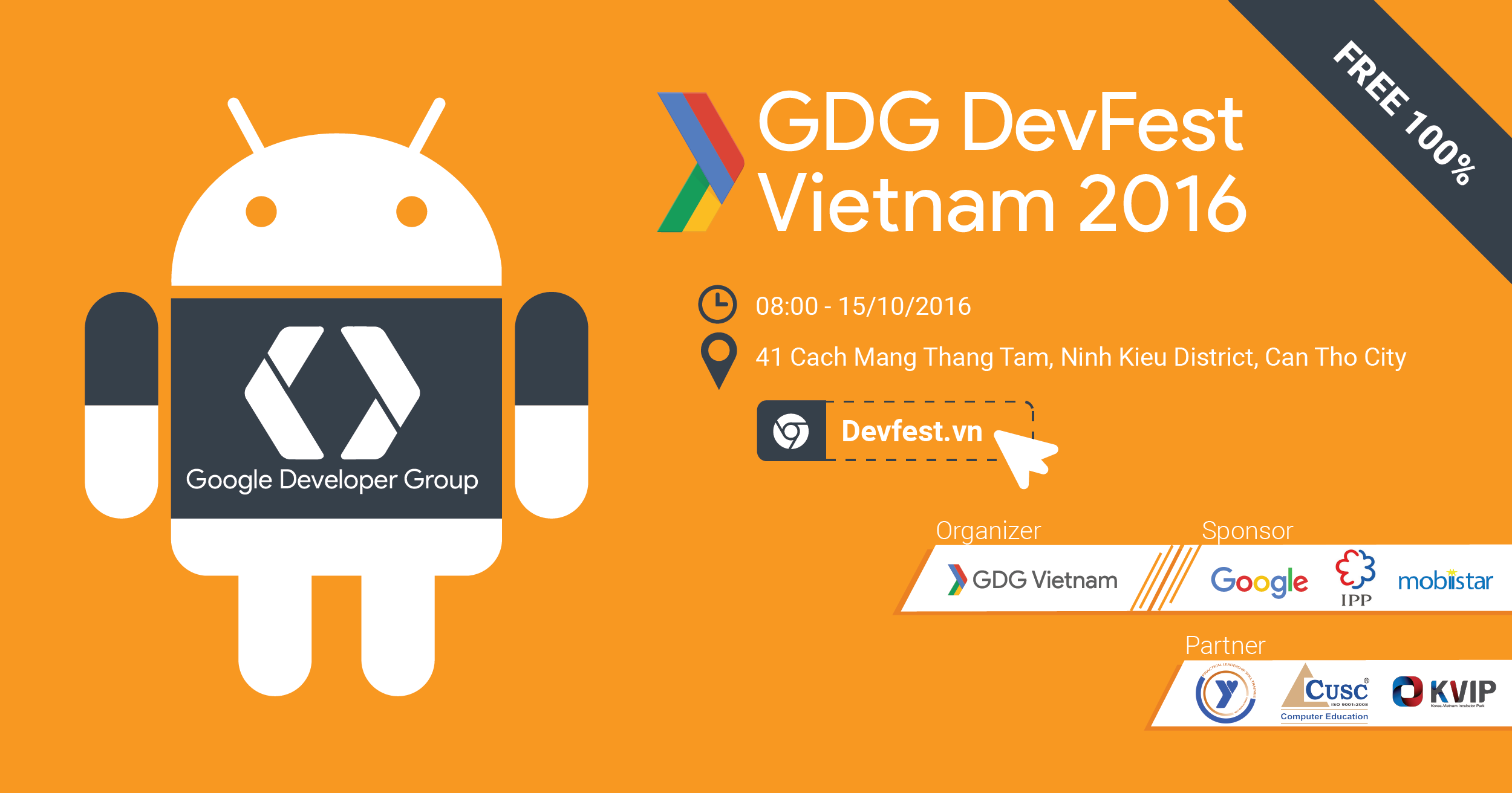 Mời tham dự Google DevFest Cần Thơ 2016