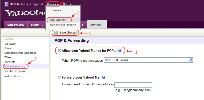 yahoo forward email