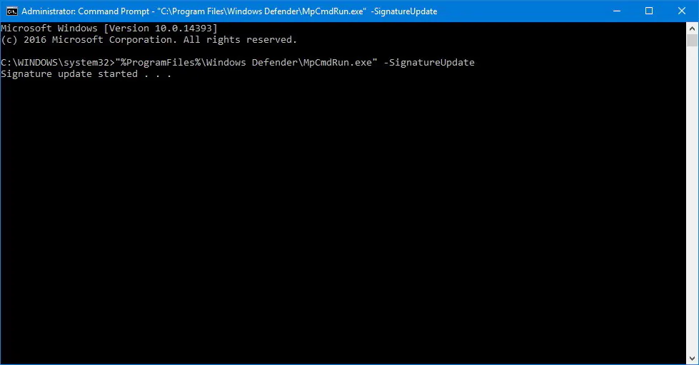 Dùng Windows Defender bằng Command Prompt trên Windows 10