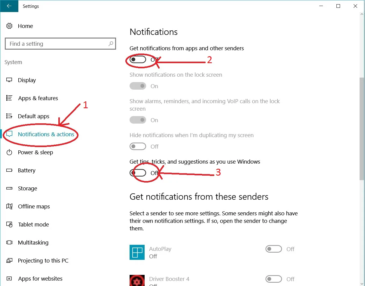 Cách tắt thông báo trên Windows 10