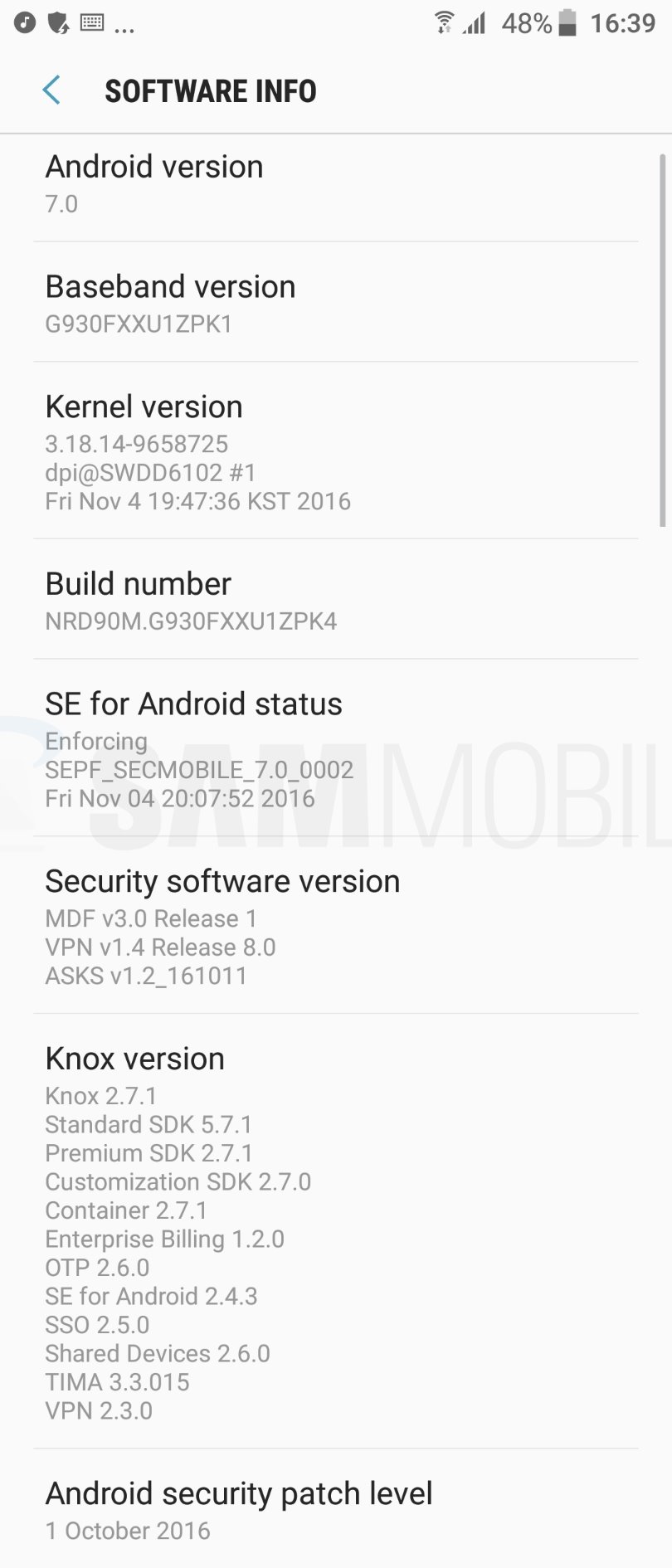 Galaxy S7 Nougat