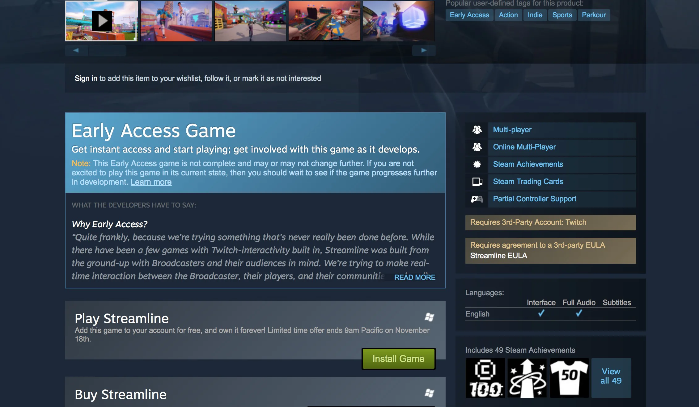 Streamline: Game bản quyền đang miễn phí đến hết tối nay ($20)