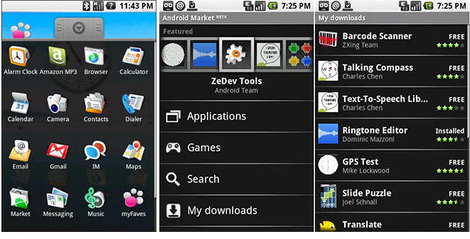 Android 1.0 & Android Market.