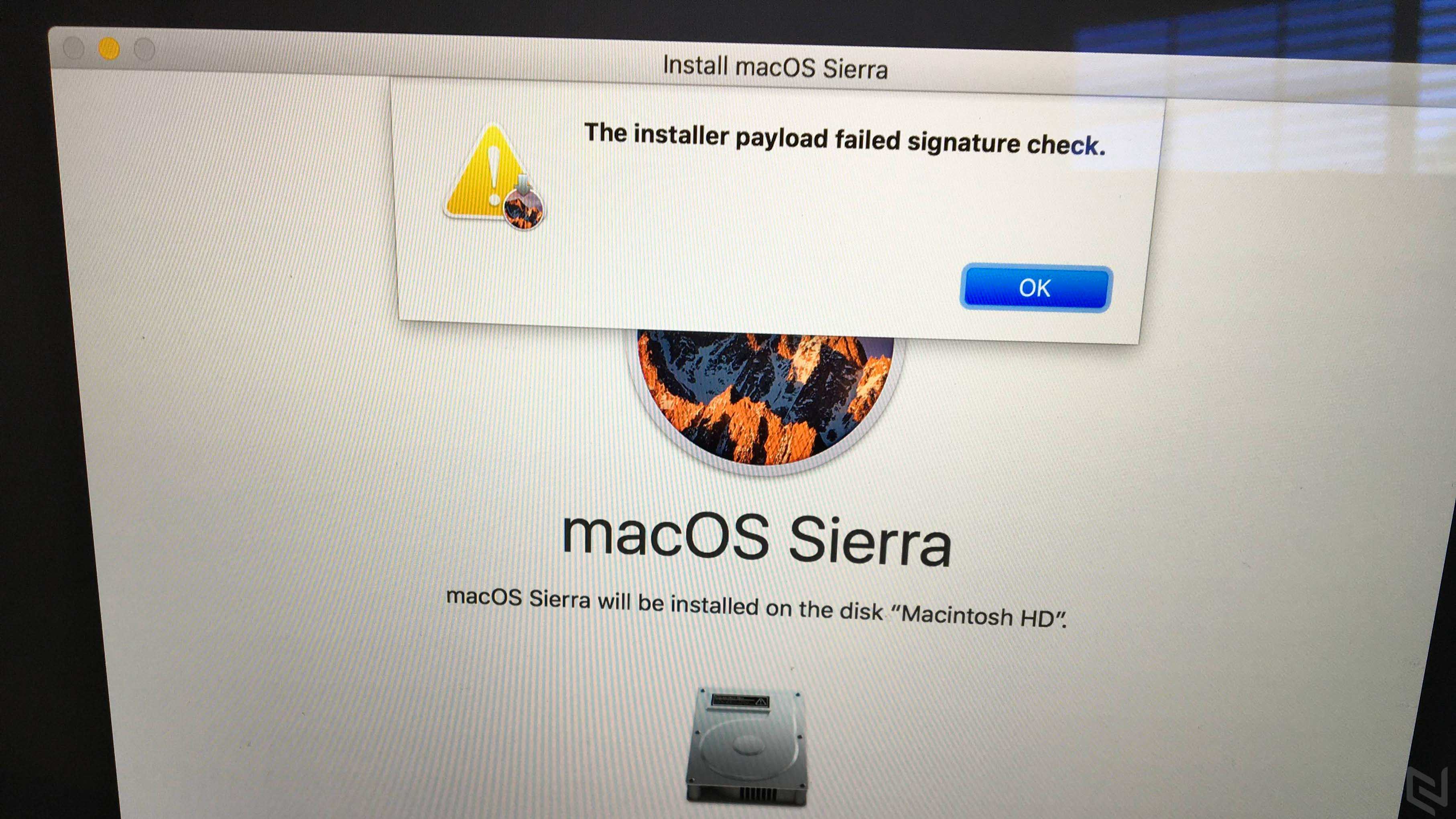 Khắc phục lỗi signature khi cài macOS