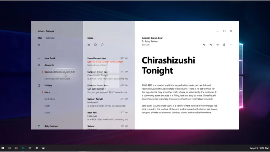 Giao diện mới của ứng dụng Outlook.