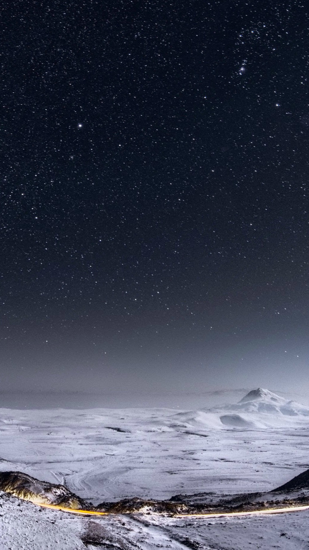 Night-Stars-Mountain-Range-Winter-Landscape-iphone-6-wallpaper-ilikewallpaper_com