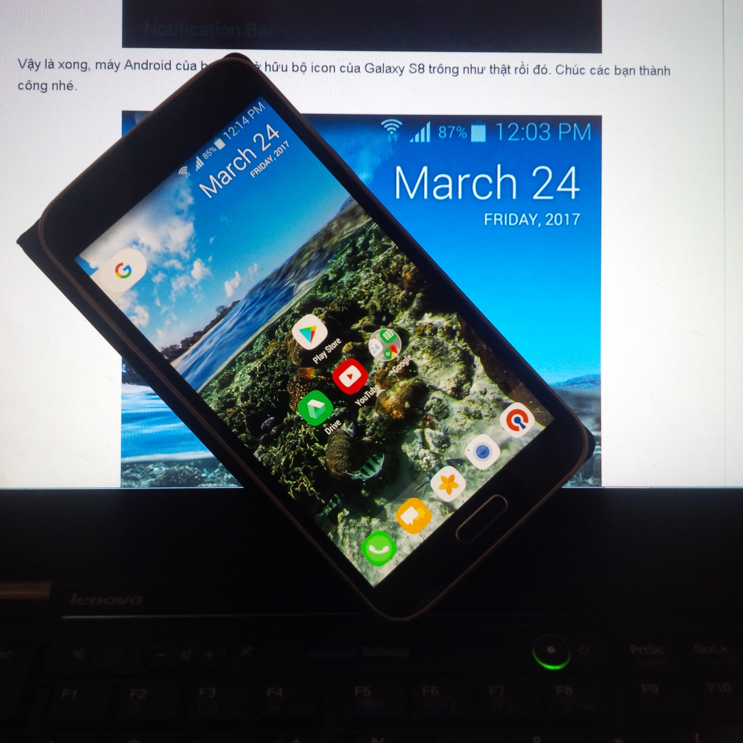 Hướng dẫn đem icon Galaxy S8 lên thiết bị Android khác