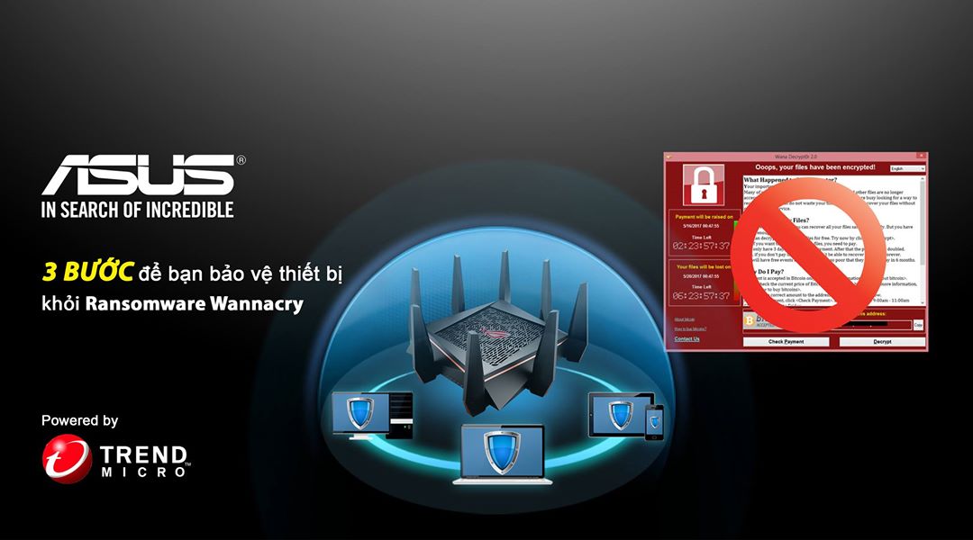 Router ASUS được nâng cấp tính năng chặn Ransomware Wannacry