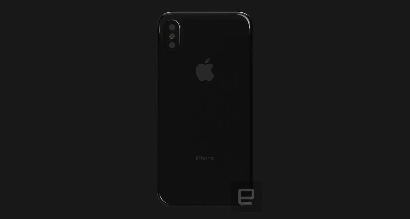 Hình ảnh render iPhone 8 với mặt lưng kính, camera kép thẳng, có hỗ trợ sạc không dây