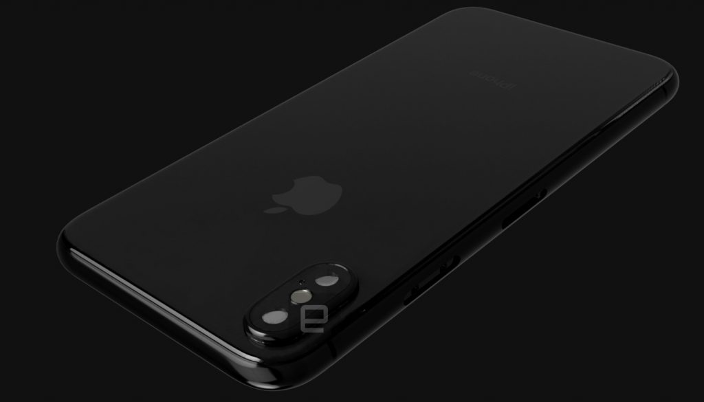 Hình ảnh render iPhone 8 với mặt lưng kính, camera kép thẳng, có hỗ trợ sạc không dây