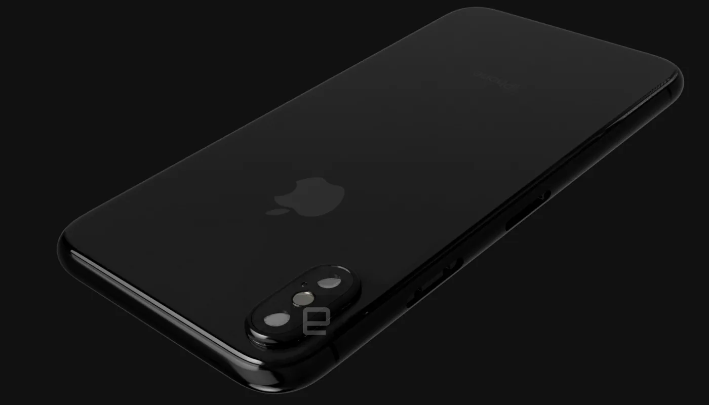 Hình ảnh render iPhone 8 với mặt lưng kính, camera kép thẳng, có hỗ trợ sạc không dây
