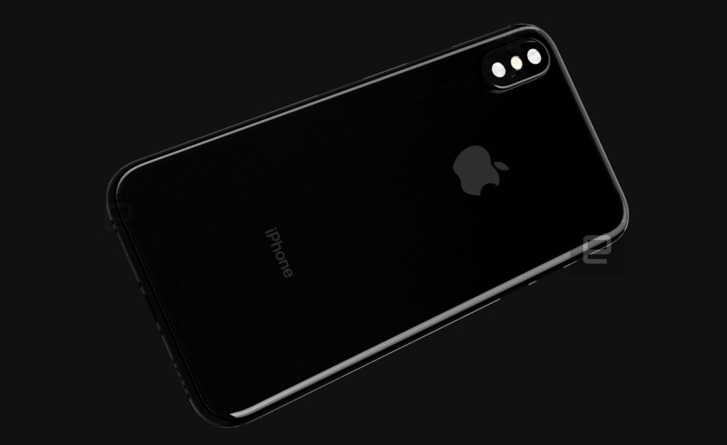Hình ảnh render iPhone 8 với mặt lưng kính, camera kép thẳng, có hỗ trợ sạc không dây
