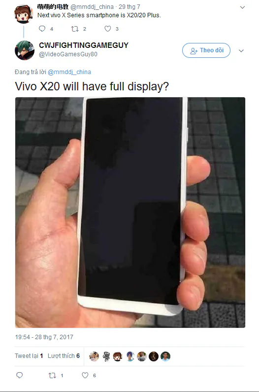 Rò rỉ thông tin Vivo X20 và X20A