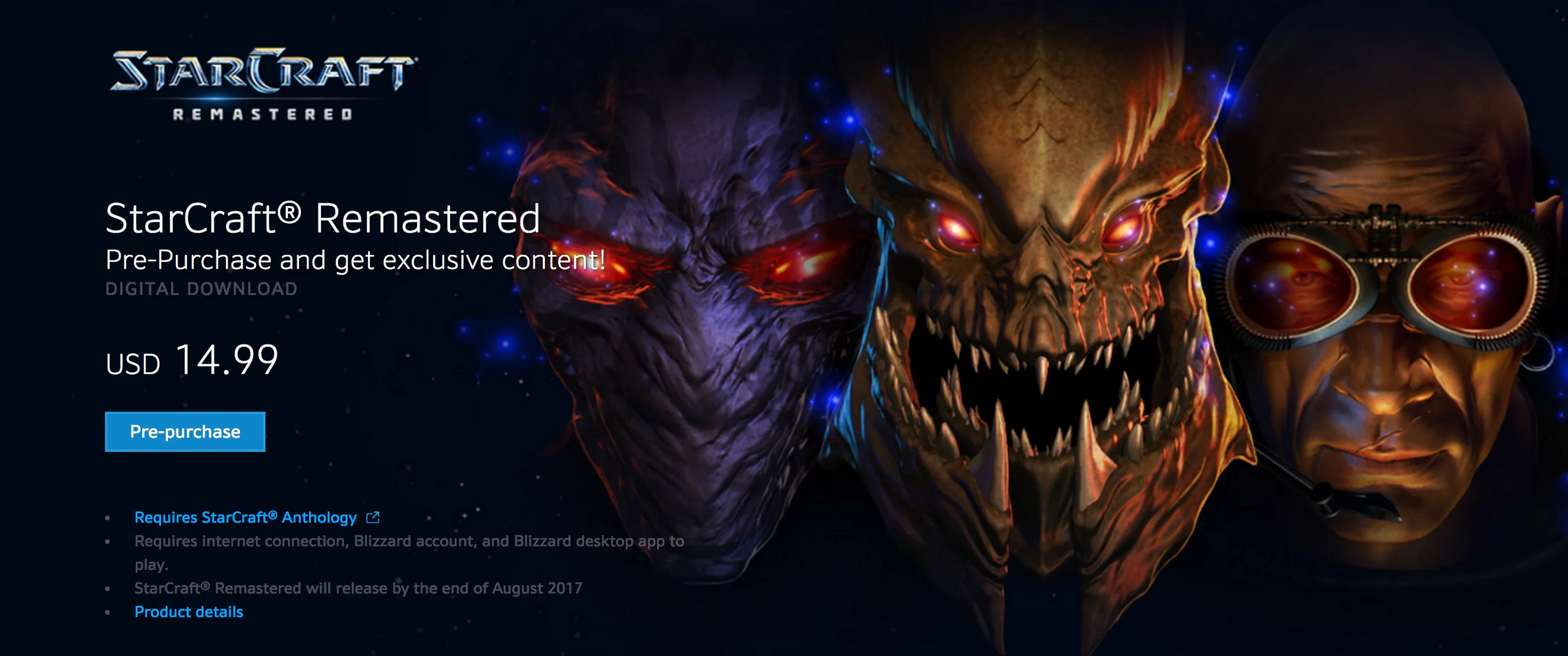 Starcraft bản Remastered với đồ hoạ 4K sẽ chính thức được phát hành vào ngày 14/8