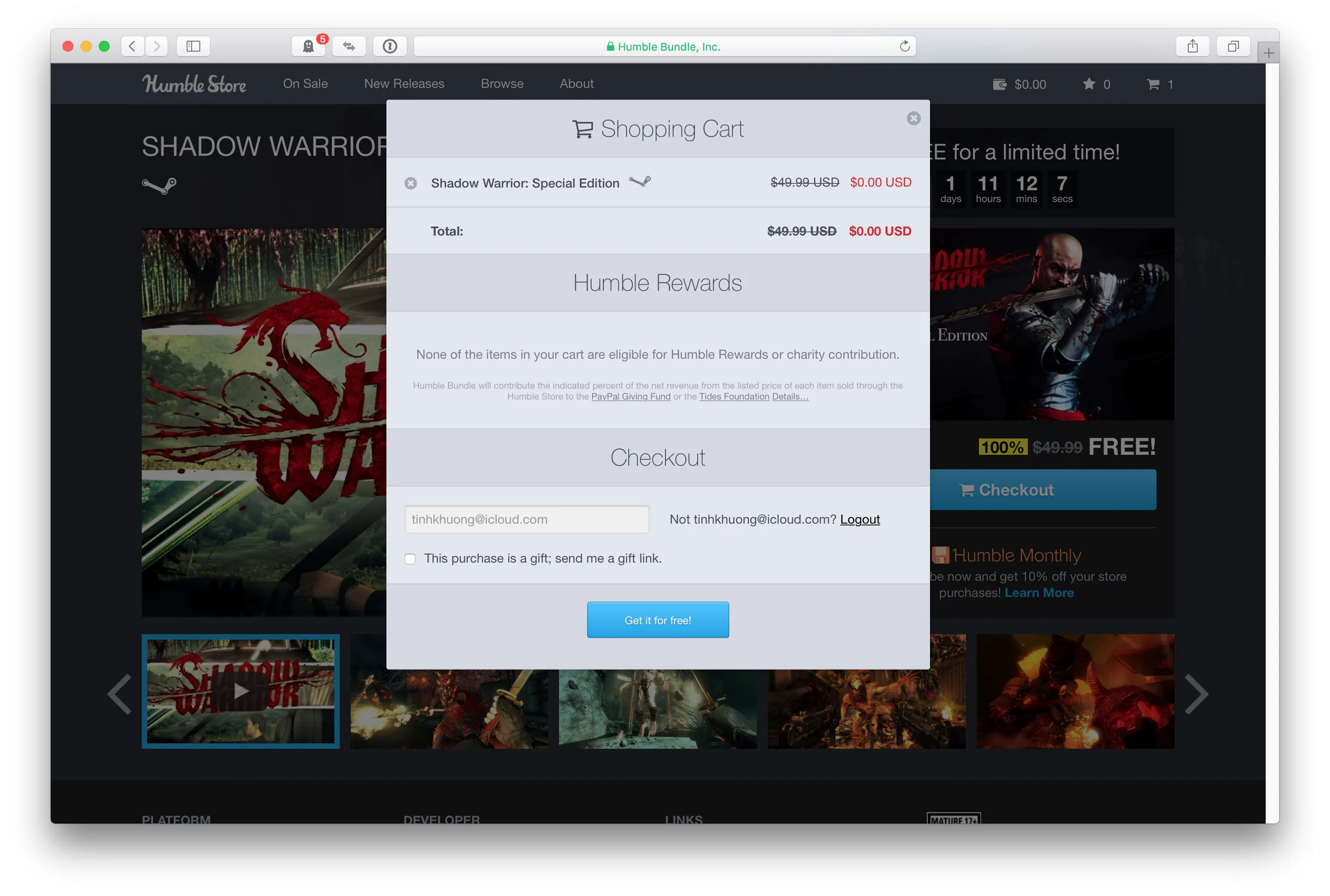 Humble Bundle tặng miễn phí game Shadow Warrior: Special Edition trị giá $49.99