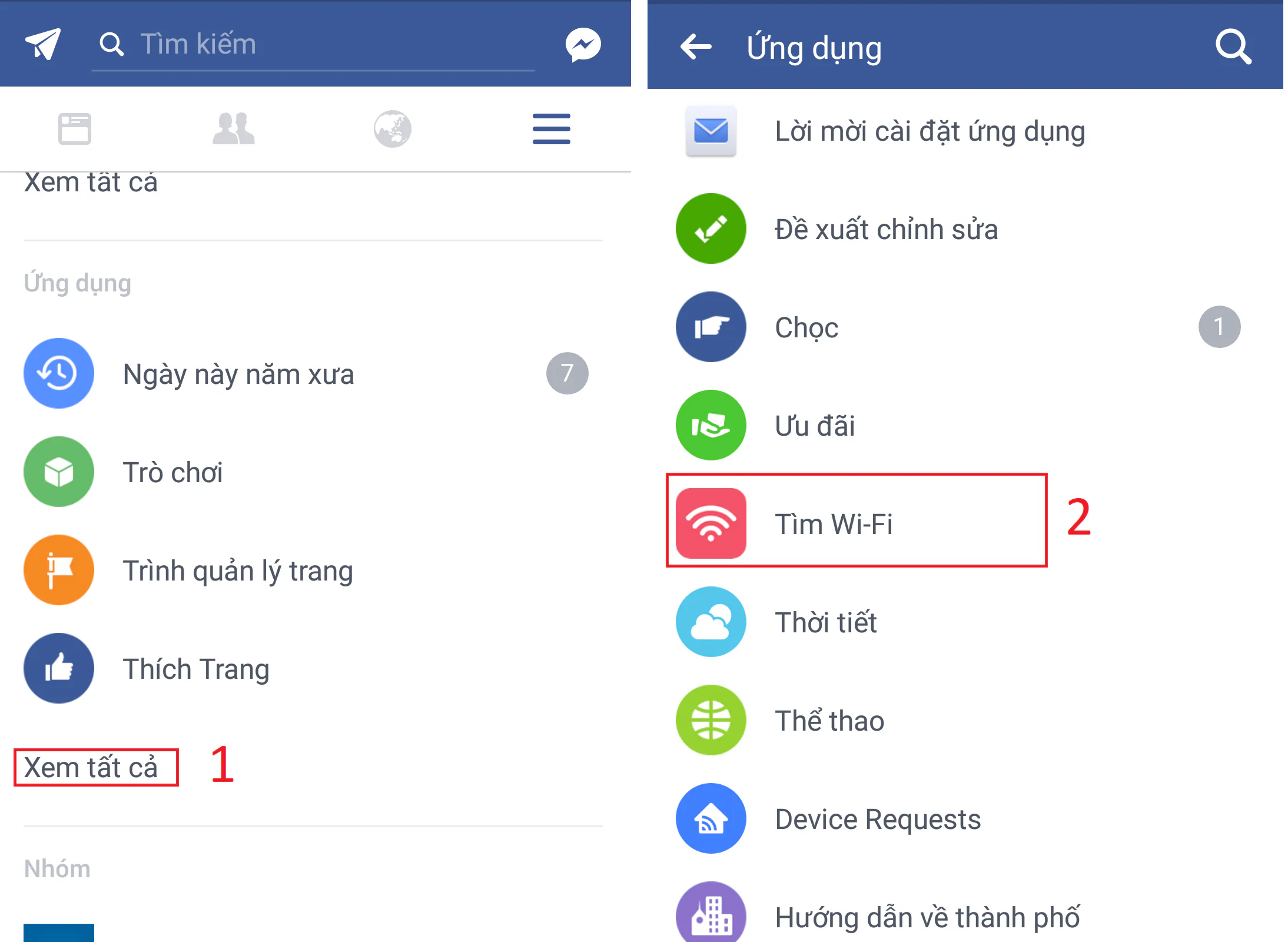 Tìm điểm phát Wi-Fi xung quanh bằng ứng dụng Facebook