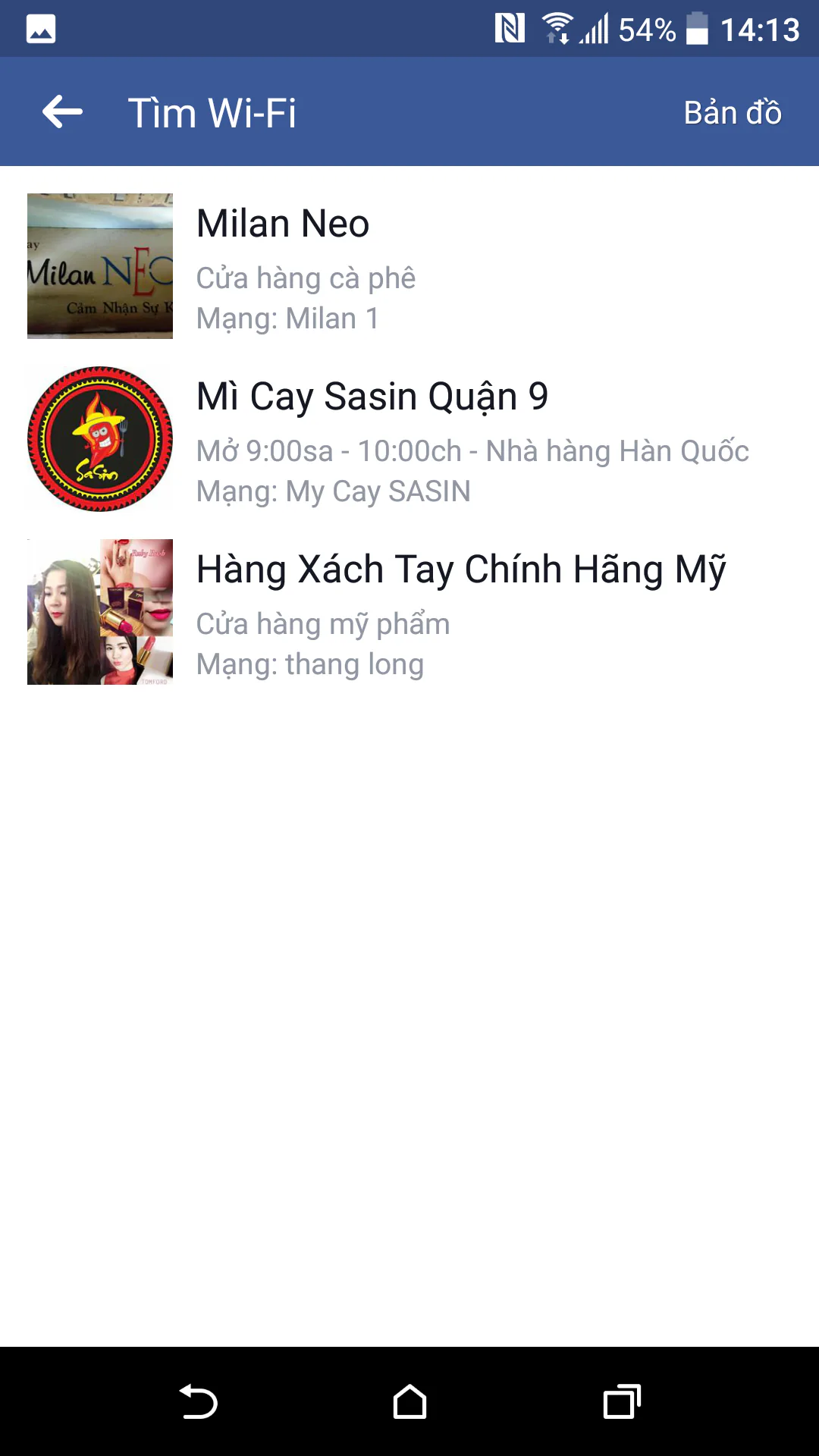 Tìm điểm phát Wi-Fi xung quanh bằng ứng dụng Facebook