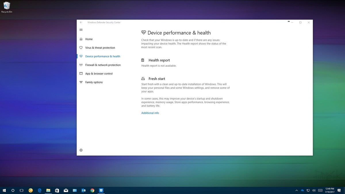 Sửa lỗi “Health report not available” trên Windows 10