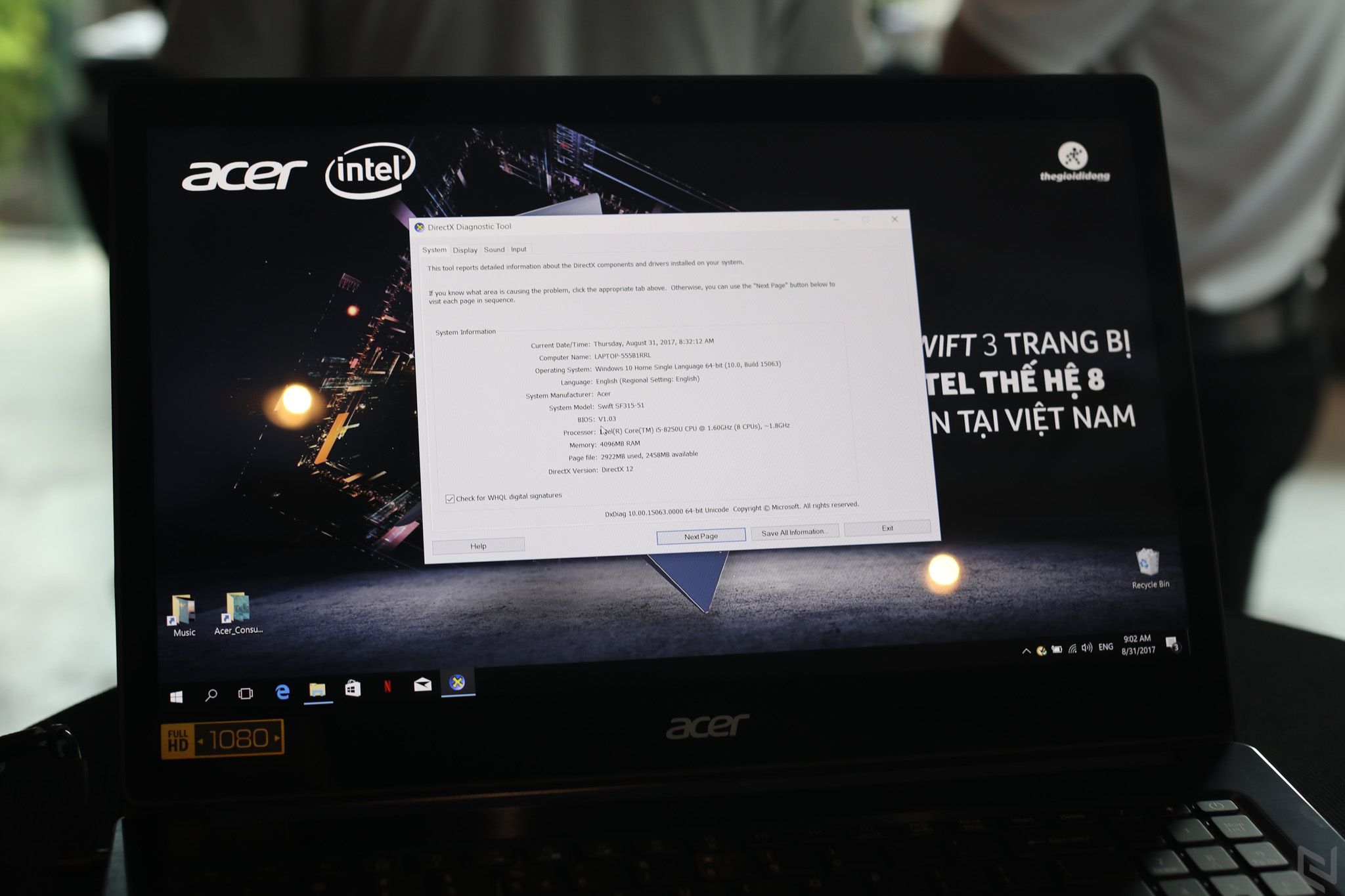 Acer chính thức trình làng Swift 3, laptop chạy vi xử lý Core i thế hệ thứ 8 đầu tiên tại Việt Nam
