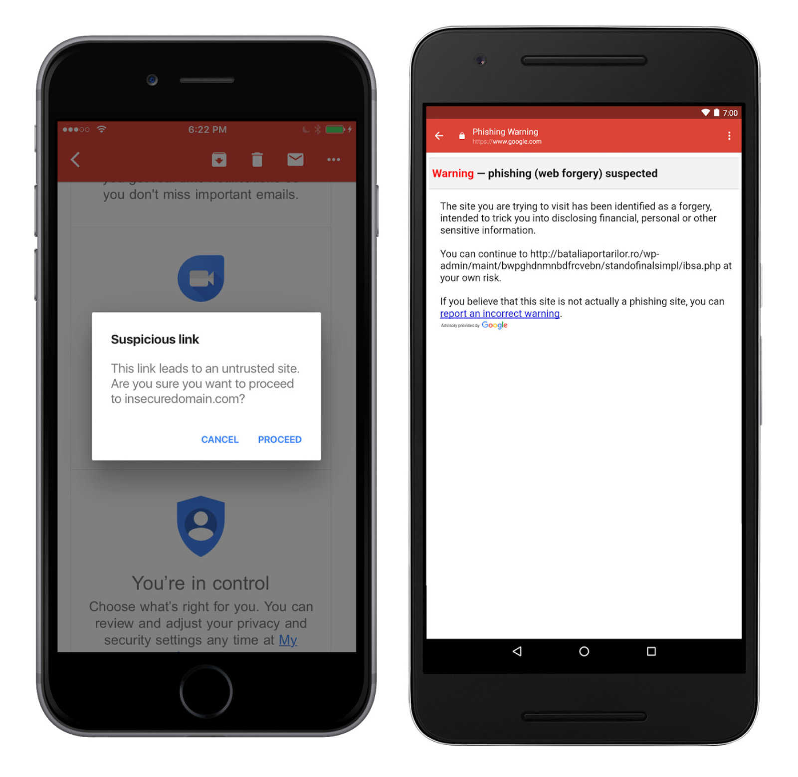 Gmail cho iOS sẽ cảnh báo bạn khi bạn nhận được email lừa đảo