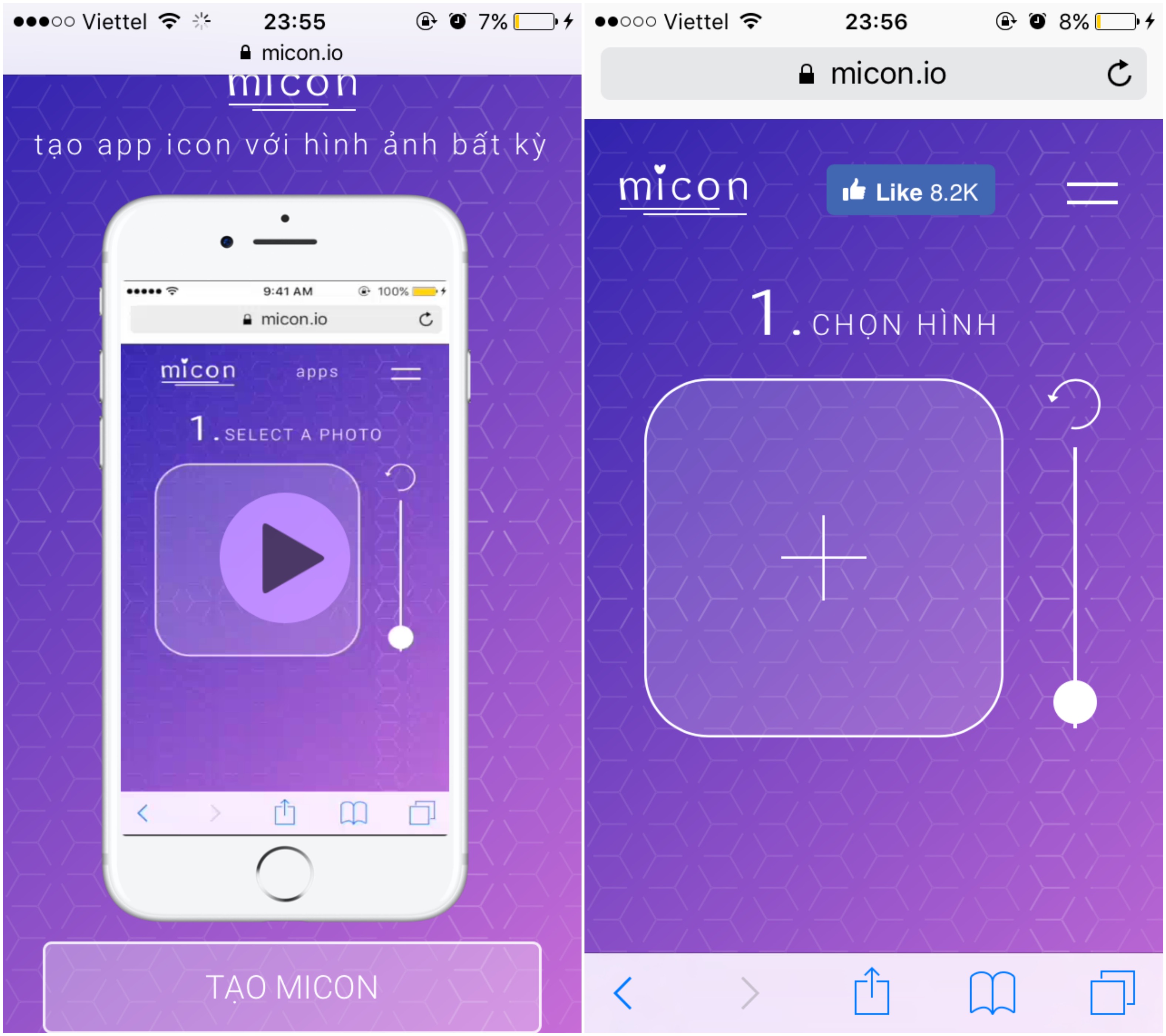 Thay đổi icon ứng dụng cho iOS và Android với micon.io