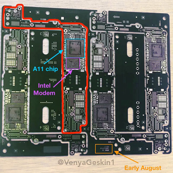 Lộ diện bảng mạch của iPhone 7s Plus với chip A11 và chip modem của Intel