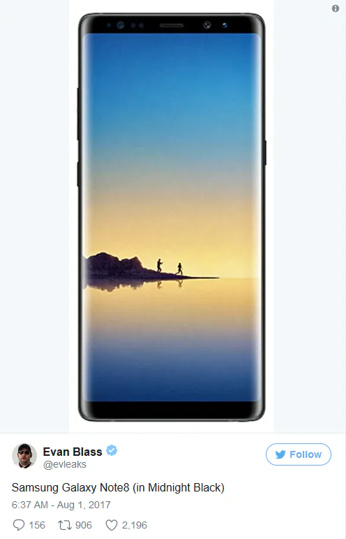 Samsung Galaxy Note8 rò rỉ thiết kế!