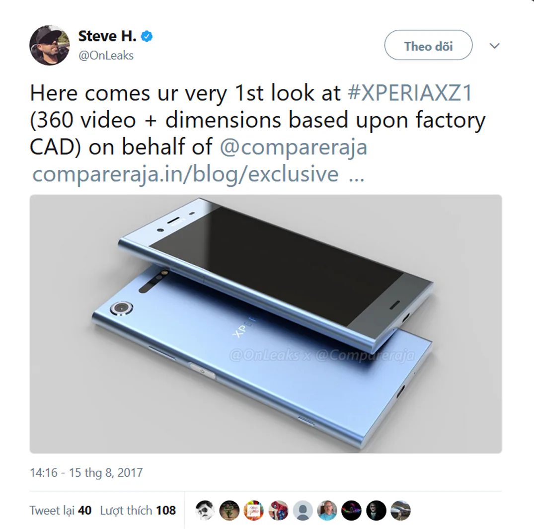 Rò rỉ hình ảnh thiết kế mọi góc độ của Sony Xperia XZ1