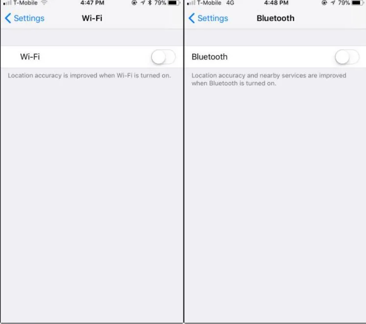 Control Center trên iOS 11 không thể tắt kết nối Wi-Fi hoặc Bluetooth