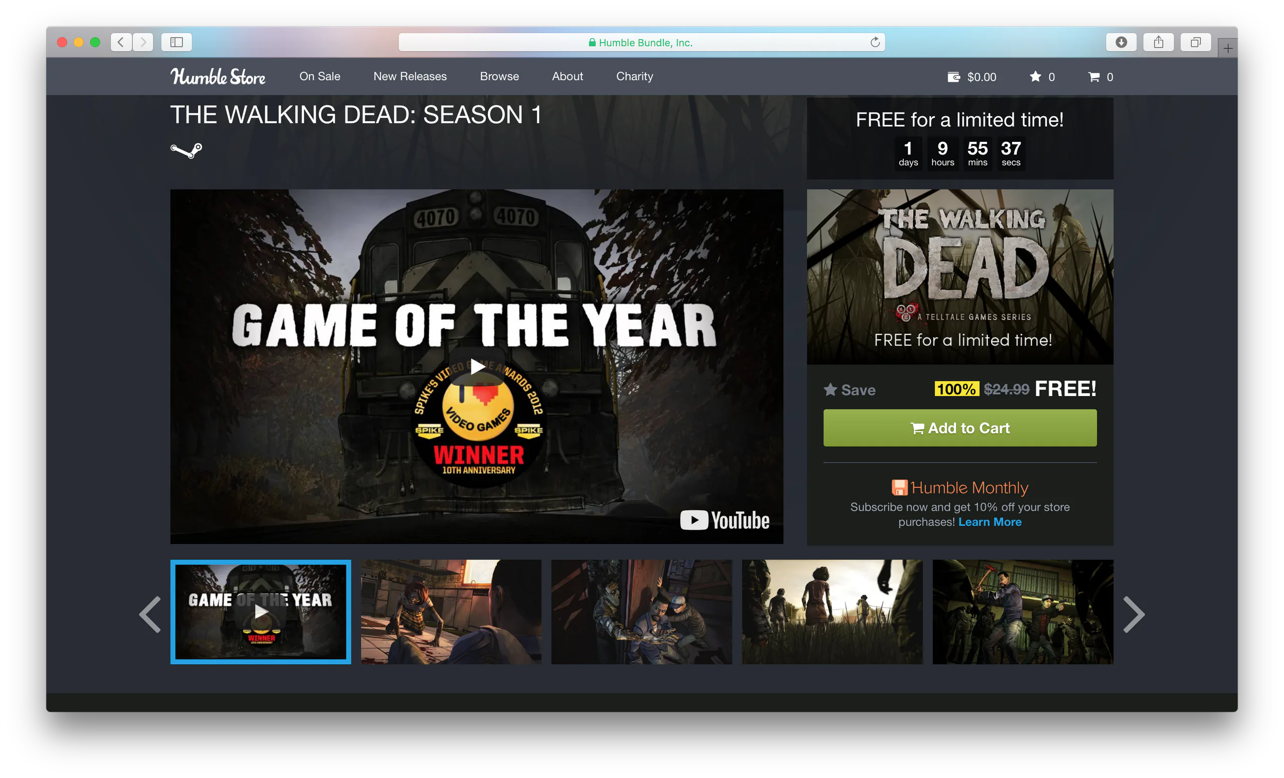 Tựa game The Walking Dead đang được miễn phí trên Humble Bundle, trị giá $25