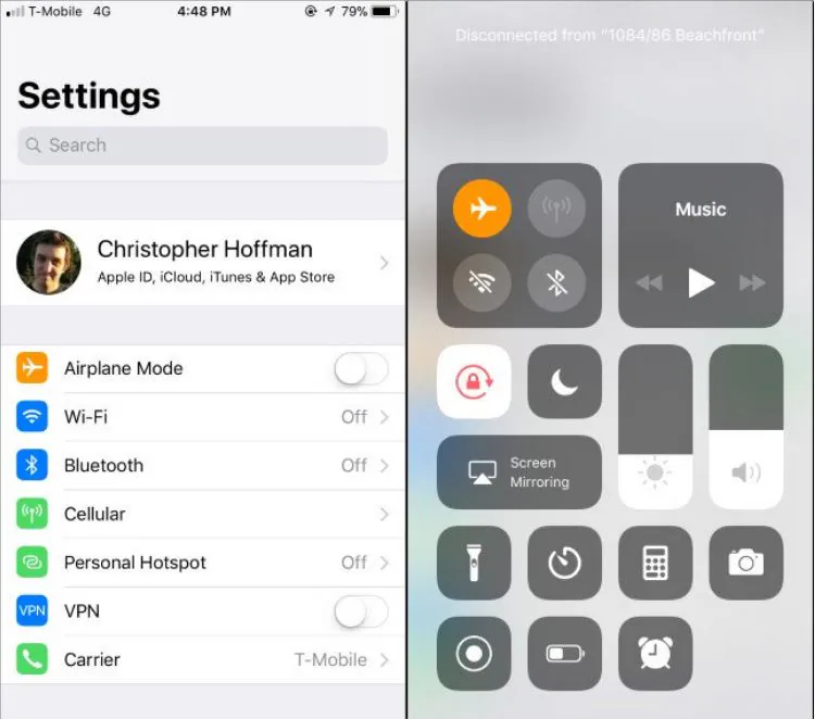 Control Center trên iOS 11 không thể tắt kết nối Wi-Fi hoặc Bluetooth