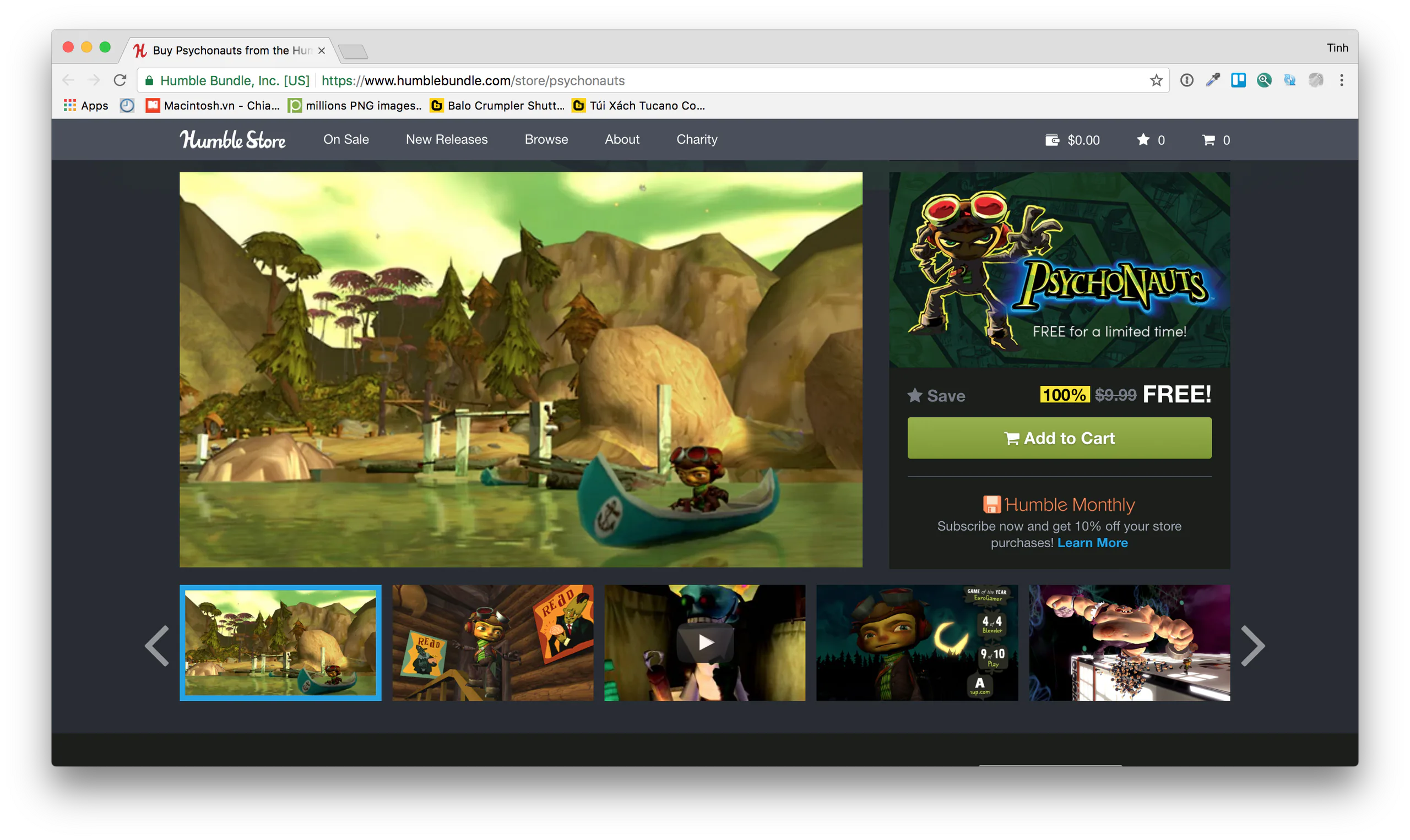 Tựa game "cổ" PSYCHONAUTS trị giá $10 đang được tặng miễn phí từ Humble Bundle