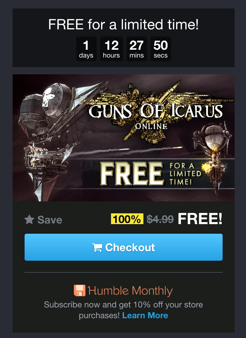 Game bản quyền GUNS OF ICARUS ONLINE hiện đang miễn phí tải về ngay hôm nay