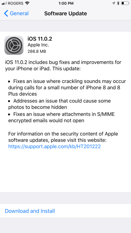 Apple phát hành iOS 11.0.2, khắc phục lỗi âm thanh trên iPhone 8/8 Plus