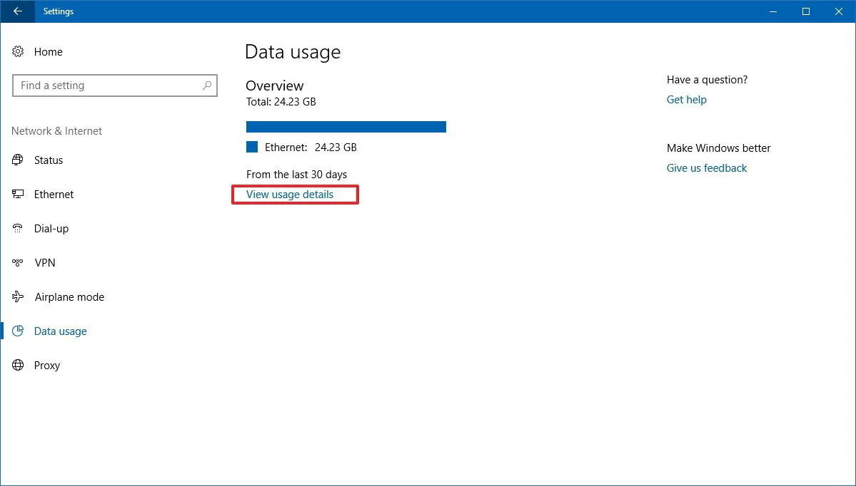 Hướng dẫn đặt lại thống kê sử dụng dữ liệu trên Windows 10 Fall Creators