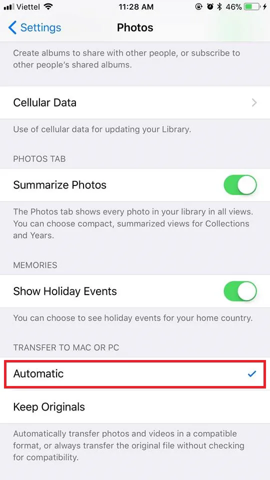 Hướng dẫn chuyển định dạng HEIC trên iOS 11 sang máy tính