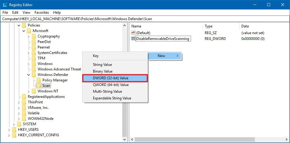 Tuỳ chọn để Windows Defender quét các bộ nhớ gắn ngoài