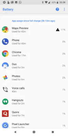 Android 8.1 sẽ bổ sung thêm tính năng giúp cho biết cách các ứng dụng đang tiêu hao pin