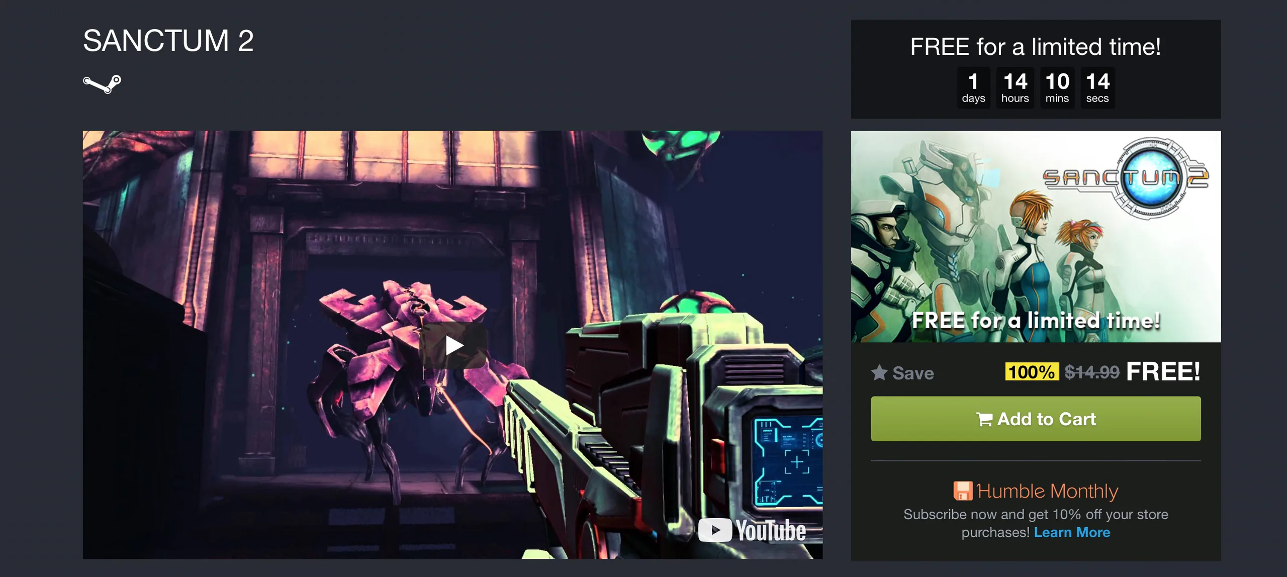 Sanctum 2 giá $15 đang được tặng miễn phí từ Humble Bundle