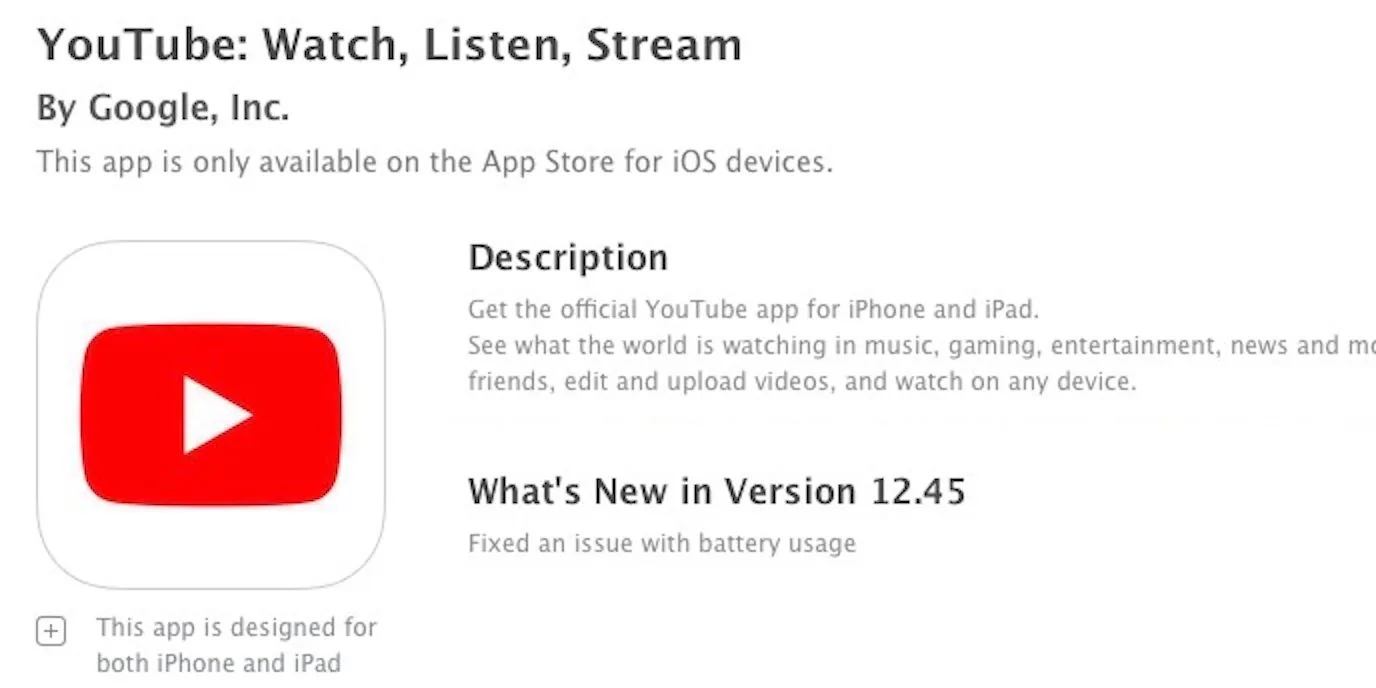 Youtube tung bản cập nhật khắc phục lỗi tiêu hao pin trên iOS 11