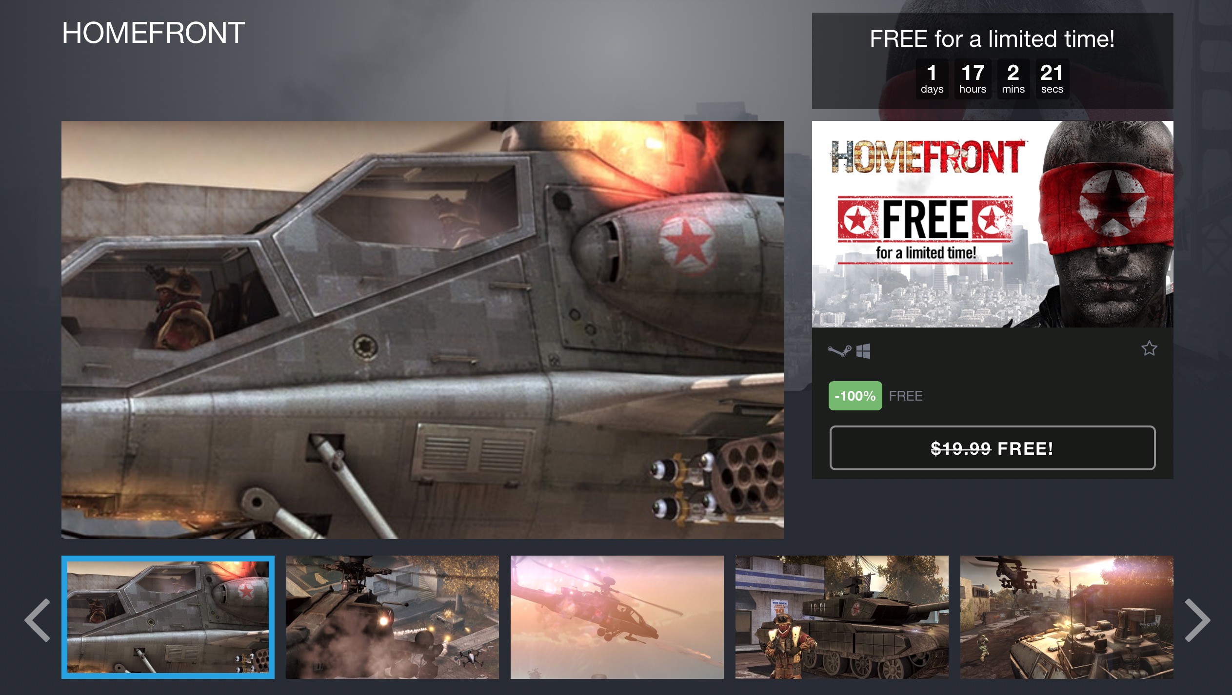 Humble Bundle tặng game miễn phí Homefront trị giá $20