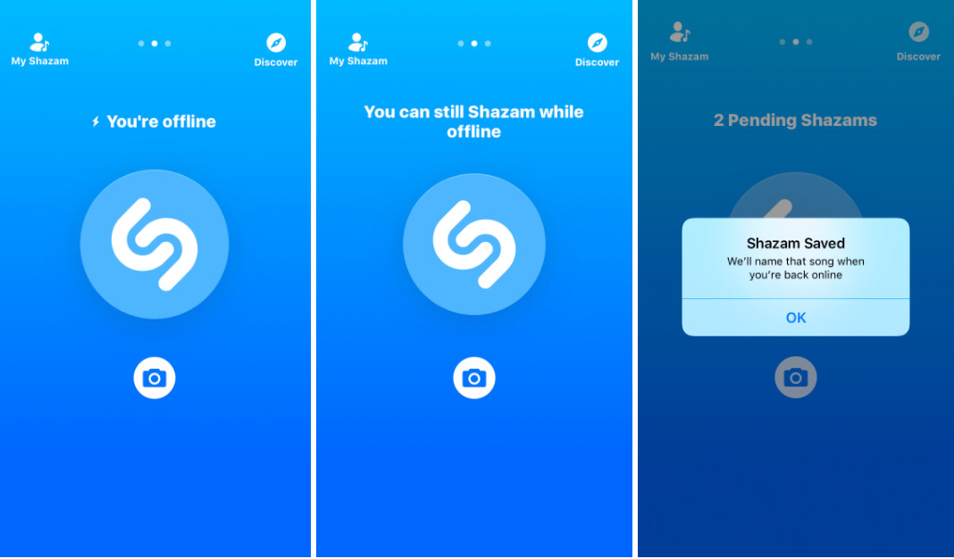 Sau khi được mua lại bởi Apple, Shazam lập tức tung ra tính năng "offline mode" cho người dùng iOS